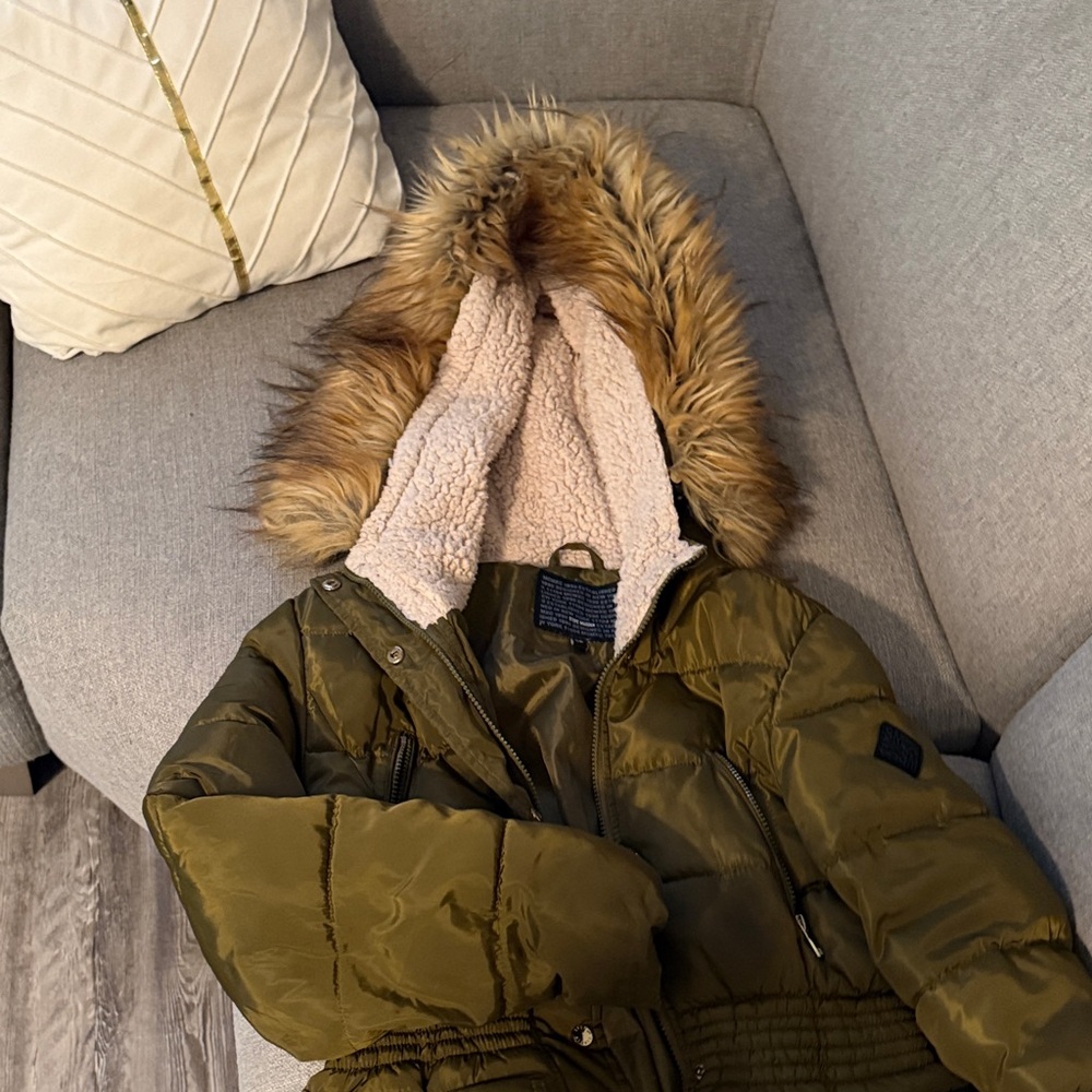 Steve Madden Olive Jacket with Faux Fur Lining